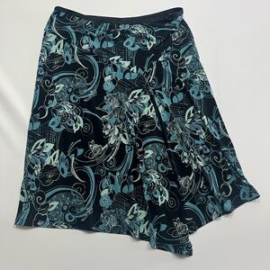 Merona Womens Medium Blue Floral Knee Length Skirt‎ Y2K